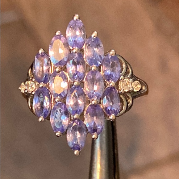 Tanzanite and White Zircon Ring - Picture 1 of 12